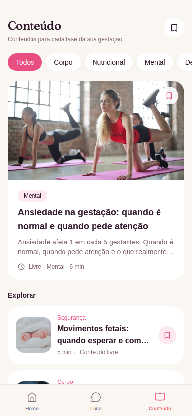 Tela Conteúdo do app